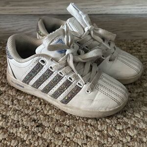 K Swiss Size 12 White & Silver Girls shoes